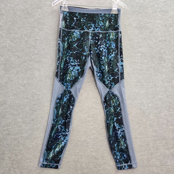 Lululemon Women Activewear Pants 6 Blue Floral Leggings Running in the City - Picture 1 of 10